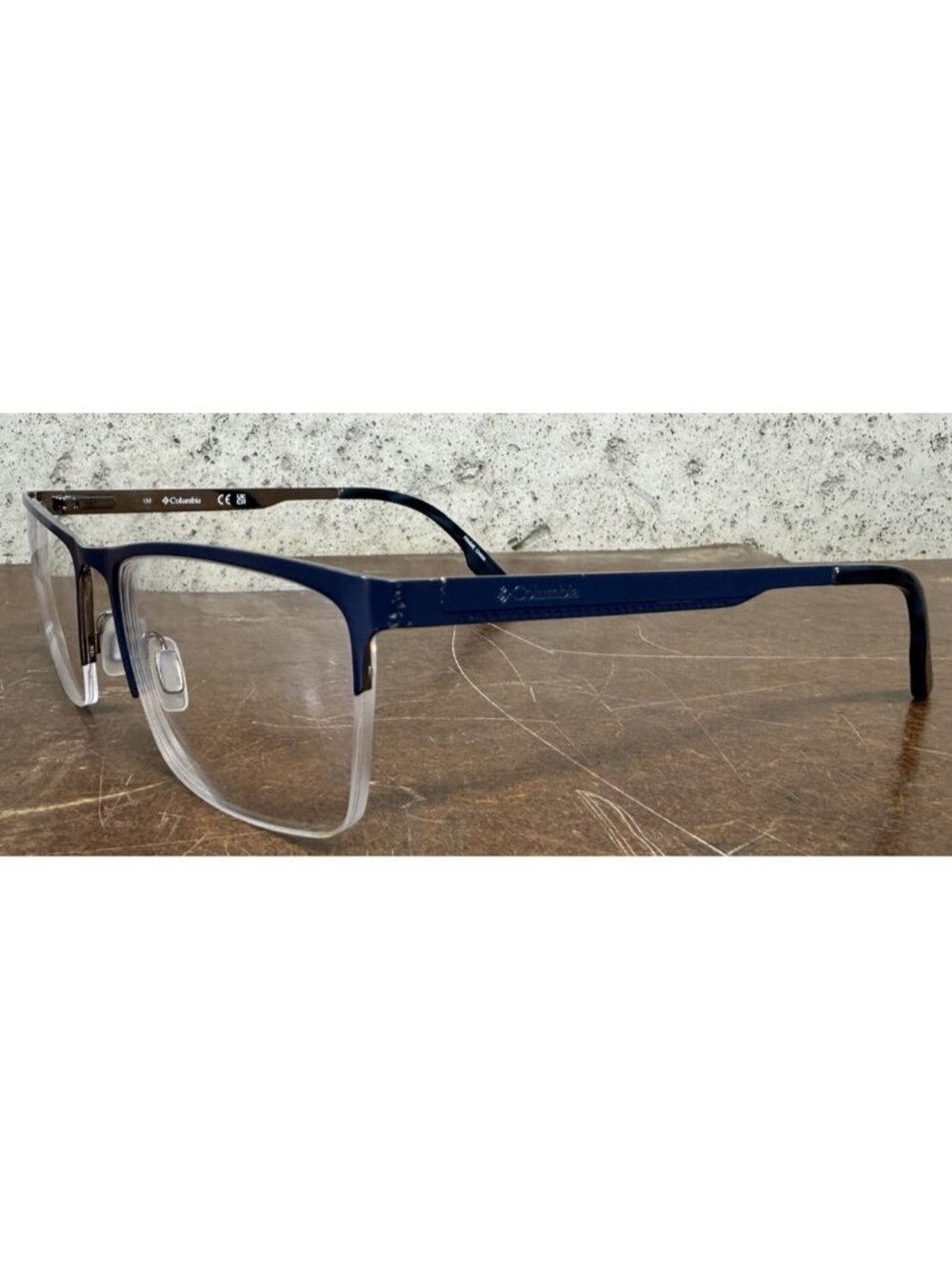 Columbia C3024 410 Navy Blue Metal Half-Rim Square Eyeglasses Frames 58-18-150